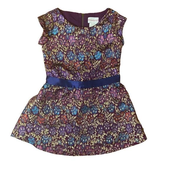 American Girl Purple Floral Metallic Holiday Party Dress Size 6 - Picture 6 of 6